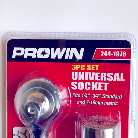 NEW 3/8" Drive Ratchet Handle Wrench, Universal Socket & Drill Adapter 3PC Set - Picture 2 of 16